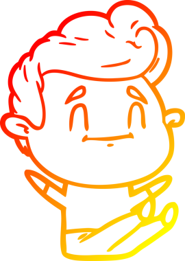 Bir insan tarafından çizilmiş mutlu bir çizgi film karakteri çizimi.