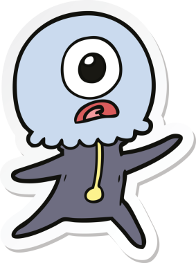 Bir insan tarafından çizilmiş uzaylı uzay adamının çizdiği Tepegöz 'ün çıkartması.