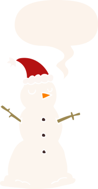 bir insan tarafından çizilmiş, konuşma baloncuklu kardan adam.