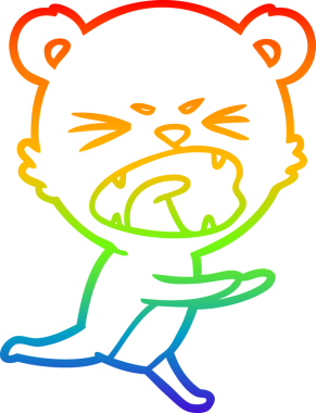 Kızgın bir çizgi film ayısının çizdiği gökkuşağı gradyanı bir insan tarafından çizilmiş.