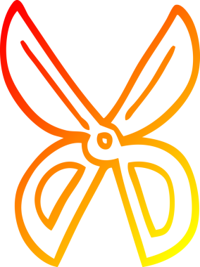 Bir insan tarafından çizilmiş karikatür makasının sıcak çizgi çizimi