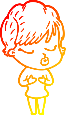 Bir insan tarafından çizilmiş gözleri olan çizgi film kadını çizimi.