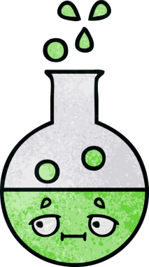 Bir insan tarafından çizilmiş bir test tüpünün retro grunge desen karikatürü