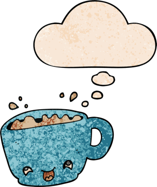 Bir insan tarafından çizilmiş grunge desenli bir kahve fincanı.