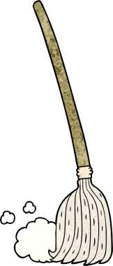 Bir insan tarafından çizilmiş süpürge süpürgesi.