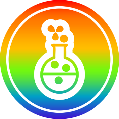 Bilim deneyi dairesel simgesi gökkuşağı gradyan bir insan tarafından çizilmiş