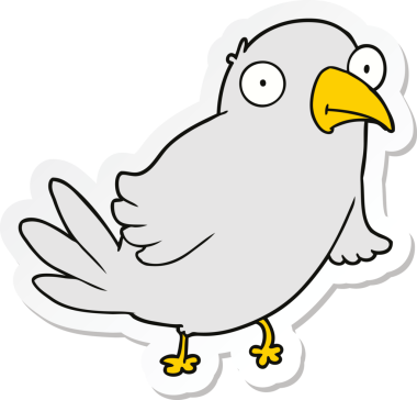 Bir insan tarafından çizilmiş çizgi film kuşunun çıkartması.