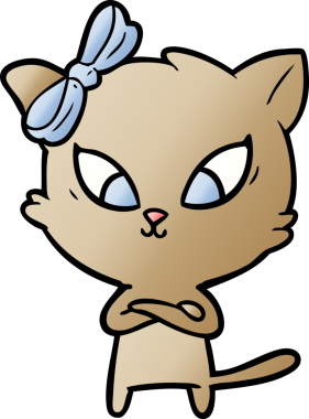 Bir insan tarafından çizilmiş çizgi film kedisi.