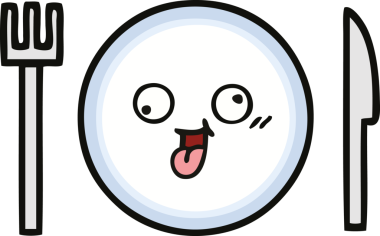 Bir insan tarafından çizilmiş yemek tabağı karikatürü.