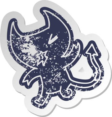 Bir kawai iblisinin insan tarafından çizilmiş eski bir çizgi film çıkartması.