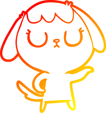 Bir insan tarafından çizilmiş sevimli bir köpeğin sıcak çizgi çizgisi.