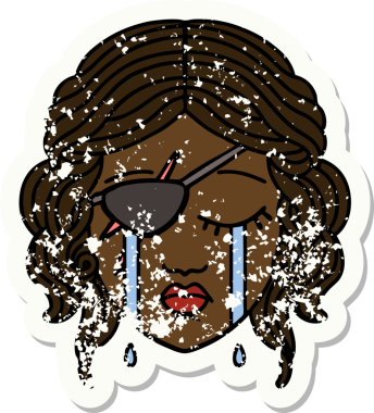 Retro Dövme Tarzı Ağlayan İnsan Haydut Karakteri