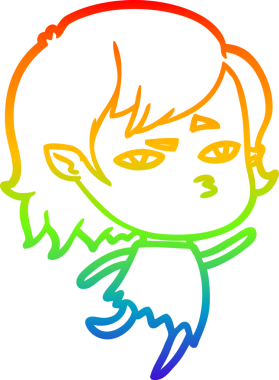 Gökkuşağı gradyan çizimi Bir insan tarafından çizilen vampir kız çizgi