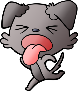 Bir insan tarafından çizilmiş çizgi film koşan köpeği.