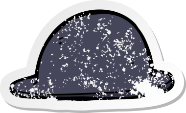 Bir insan tarafından çizilmiş eski bir melon şapkanın gerilimli çıkartması.