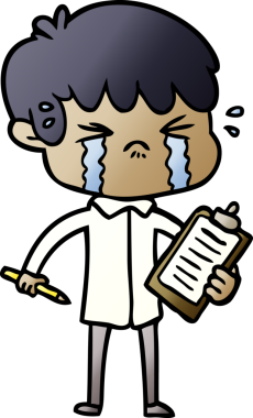 Bir insan tarafından çizilmiş ağlayan çizgi film çocuğu.