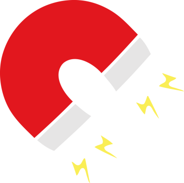 Bir insan tarafından çizilen mıknatısın düz renk retro karikatürü