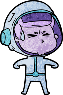 Çizgi film bir insan tarafından çizilmiş astronot.