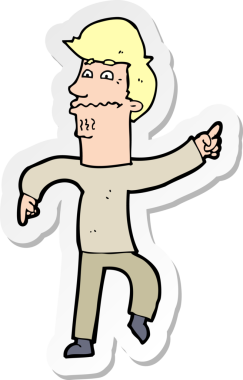 Bir insan tarafından çizilmiş endişeli bir adamın karikatür çıkartması.