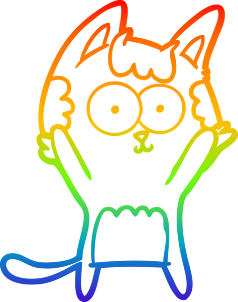 gökkuşağı gradyan çizimi mutlu çizgi film kedisi bir insan tarafından çizildi