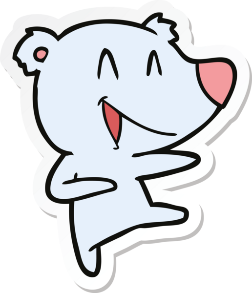 Bir insan tarafından çizilmiş, gülen ayı çizgi filminin çıkartması.