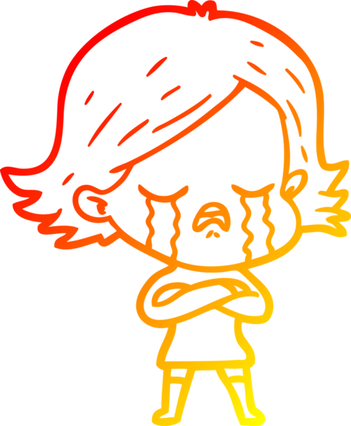 Bir insan tarafından çizilmiş ağlayan çizgi film kızı çizimi.