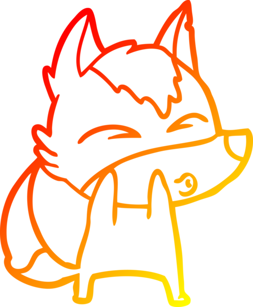 Bir insan tarafından çizilmiş bir kurt çizgi filminin sıcak çizgi çizimi.