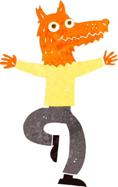 Bir insan tarafından çizilmiş tilki adam.