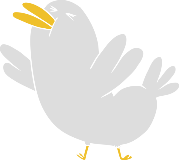 Bir insan tarafından çizilmiş düz renkli çizgi film kuşu