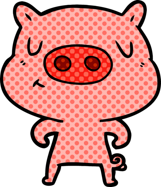 Bir insan tarafından çizilmiş çizgi film içerikli domuz.
