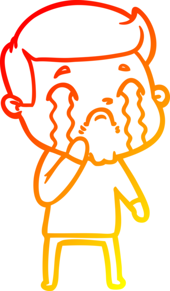 Bir insan tarafından çizilmiş ağlayan bir çizgi film karakteri çizimi.