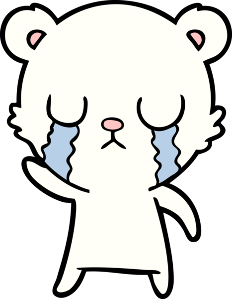 Bir insan tarafından çizilmiş üzgün küçük kutup ayısı çizgi filmi.