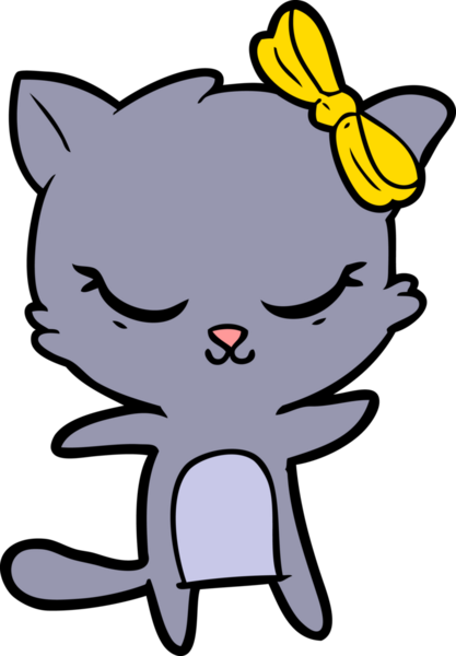 Bir insan tarafından çizilmiş sevimli çizgi film kedisi.