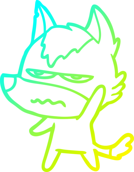 Bir insan tarafından çizilmiş, kızgın bir kurdun soğuk çizgi çizimi.