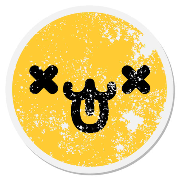 Sevimli ölü hayvan suratlı bir insan tarafından çizilmiş dairesel bir etiket.