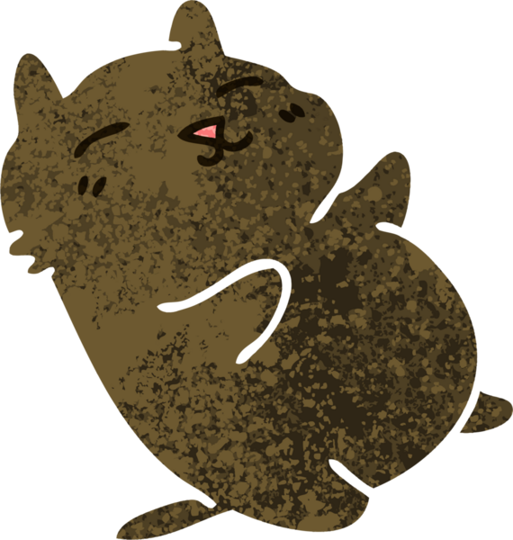 Bir insan tarafından çizilmiş eski çizim tarzı tuhaf çizgi film kedisi