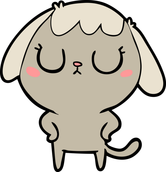 Bir insan tarafından çizilmiş şirin bir çizgi film köpeği.