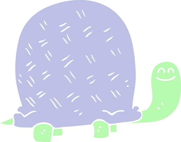 Bir insan tarafından çizilen düz renkli kaplumbağa çizimi