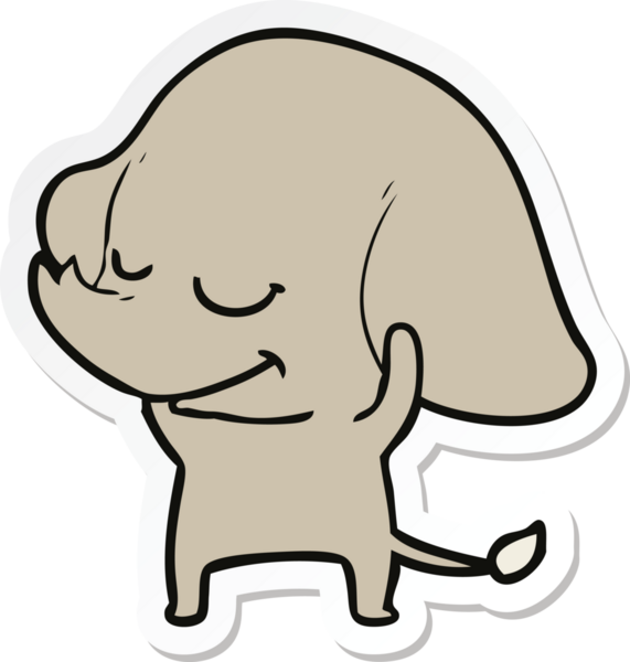 Bir insan tarafından çizilmiş gülümseyen fil çıkartması.