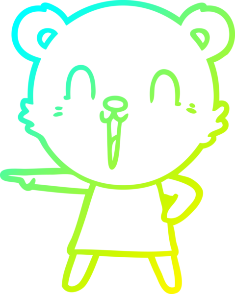 Mutlu bir çizgi film ayısının insan tarafından çizilmiş soğuk çizgi çizgisi