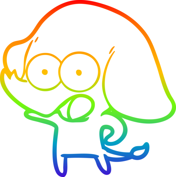 Gökkuşağı gradyan çizgisi bir insan tarafından çizilmiş şirin bir fil çizimi