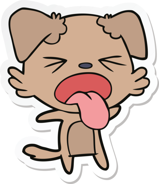 Bir insan tarafından çizilmiş tiksindirici bir köpeğin çıkartması.