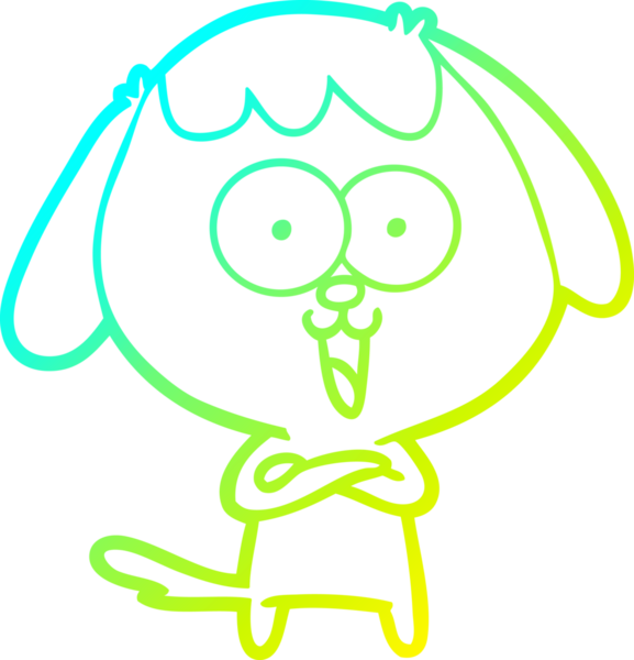 Bir insan tarafından çizilmiş şirin bir çizgi köpeğin soğuk gradyan çizgisi.