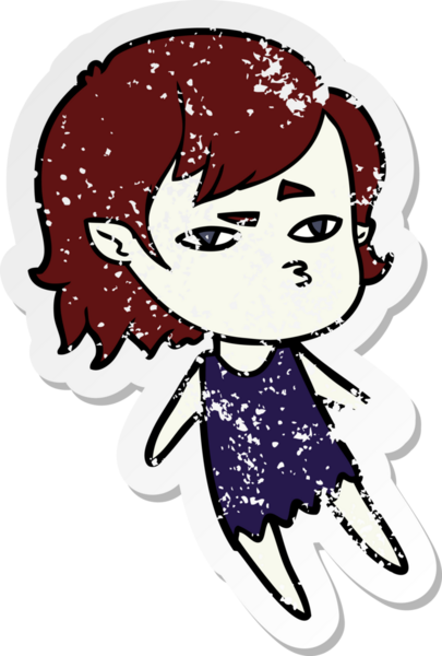 Bir insan tarafından çizilmiş vampir bir kızın sıkıntılı çıkartması.