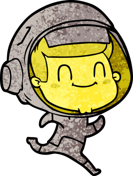 Bir insan tarafından çizilmiş mutlu astronot.