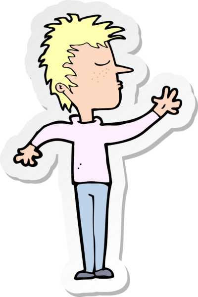 Bir insan tarafından çizilmiş bir karikatür çıkartması.