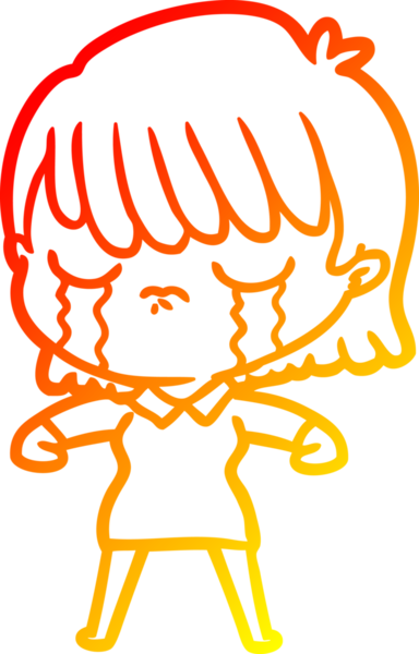 Bir insan tarafından çizilmiş, ağlayan bir çizgi kadın çizimi.