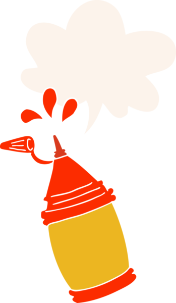 bir insan tarafından çizilmiş eski moda konuşma baloncuklu ketçap şişesi.