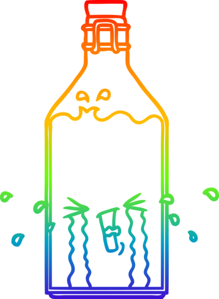 gökkuşağı gradyan çizimi bir insan tarafından çizilmiş eski bir şişe karikatürü