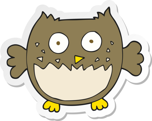 Bir insan tarafından çizilmiş bir baykuşun çıkartması.